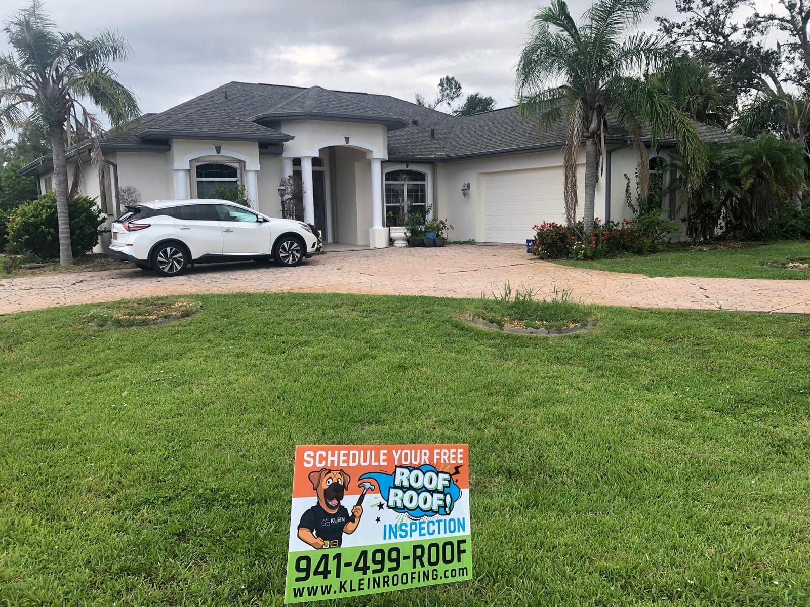 Our free inspection sign at a Florida home