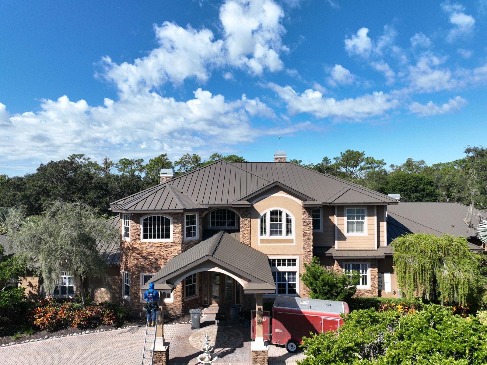 Standing Seam Metal Roof on a Bradenton Estate: on the job (10 of 12)